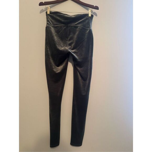 NWOT SPANX Velvet Leggings Women High Waist Ankle Dark Palm Green Stretch- Large - Picture 6 of 12
